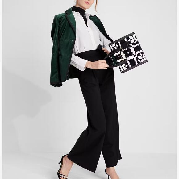 NWT Kate Spade Spade Flower Monogram Manhattan Chenille Small Tote Purse - Picture 5 of 12